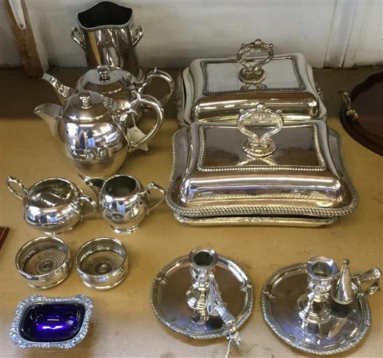 Pair of plated entree dishes and covers & a quantity of plated items
